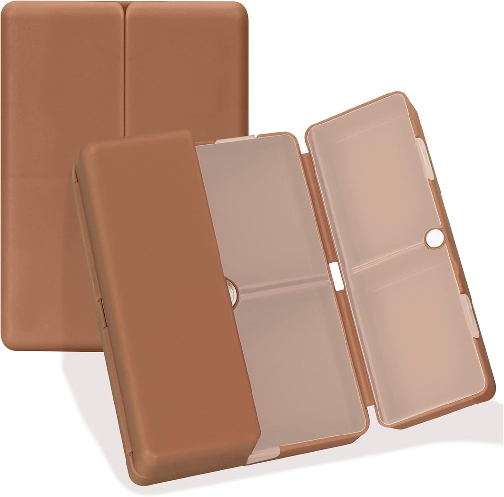 FYY Daily Pill Korraldaja, 7 Kompartments Portable Travel Pill Case, [Folding Design] Purse Pocket hoida vitamiine, tursa maksaõli, täiendused ja ravim-pruun