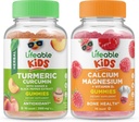 Elujõuline kurkumiini lapsed + Kaltsium Magneesium Lapsed, Gummies Bundle - suurepärane maitse, vitamiinilisand, Gluteenivaba, GMO-vaba, närimiskumm
