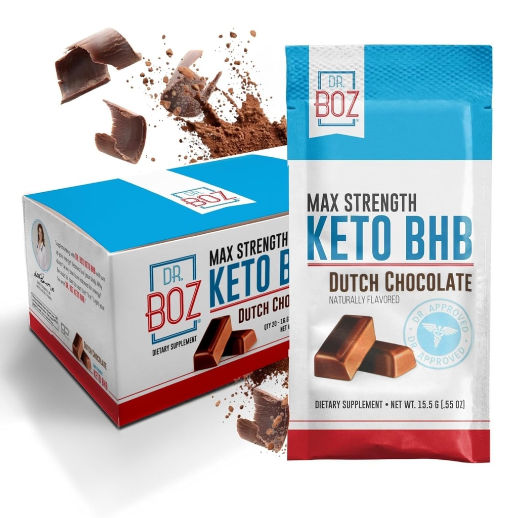 Dr Boz - Keto BHB pulber - Hollandi šokolaad, 20 kotikest - suurendada energiat ja vähendada isu - Max Tugevus Dietary Supplement - USA Made - 11,7oz (332 g)