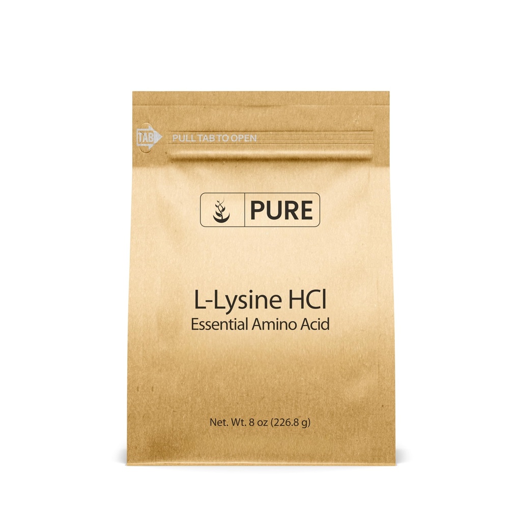 Puhas algne koostisosa L-lüsiin HCl (8 oz) Alfa-aminohape, GMO-vaba, Gluteenivaba
