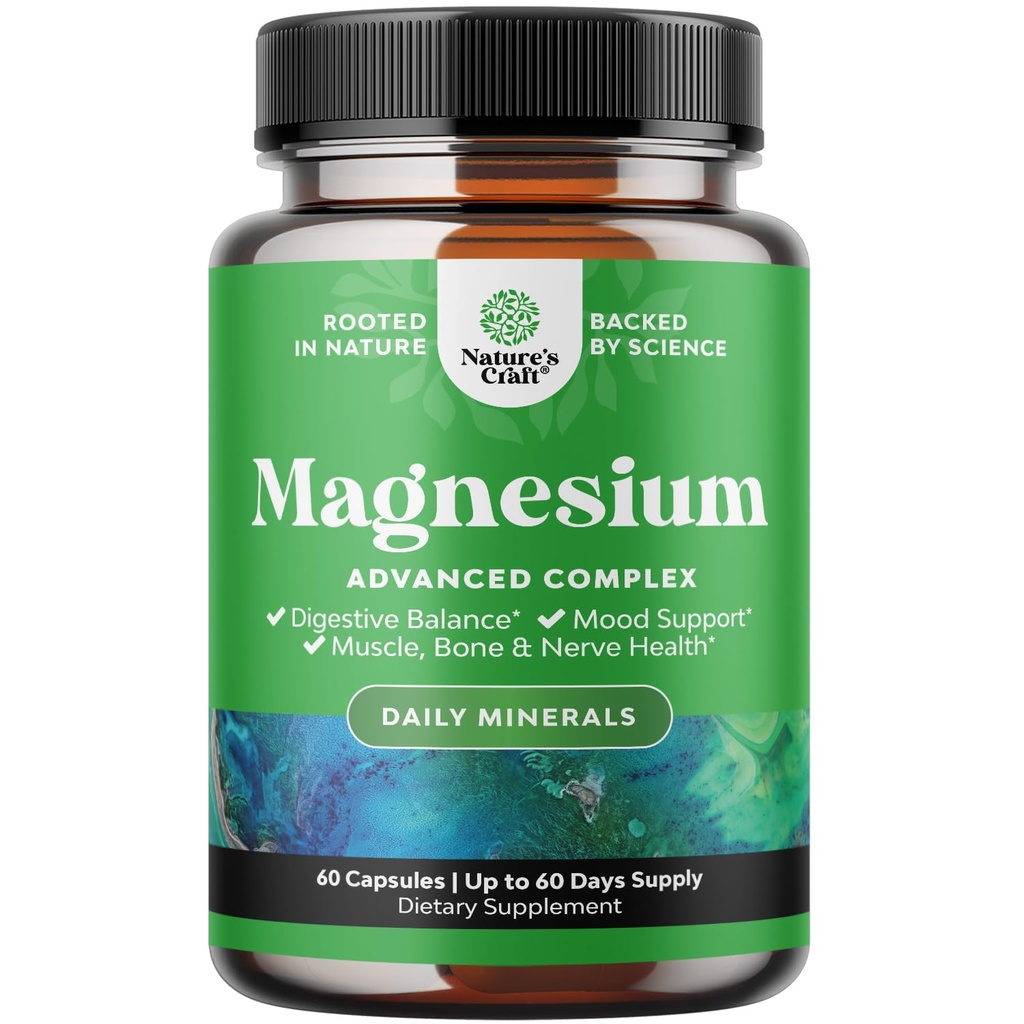 Suur imendumine Magneesiumi kompleksi lisand - Magneesiumoksiid 500mg koos tsitraadiga 500mg une ja meeleolu toetamiseks - puhas tsitraat lihaskoe mao ja seedimise jaoks