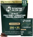 Toitumine Go Whey Protein Isolaatpakendid kreatiiniga - 25 g valku + 5 g kreatiini - ühekordselt teenitud reisivalgu pulber - 5, 9 g BCAA-d, Keto & Low-Carb, Gluteenivaba - šokolaad (15-Pakk)