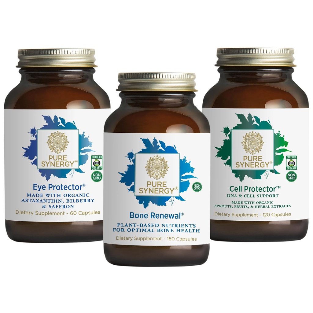 PURE SYNERGY Vibrant Vananemiskomplekt | luu tervise jaoks kaltsiumi, magneesiumi ja K2 | silma tervise jaoks astaksantiiniga | Rakuline tugilisand Seleeniga | Mitte-GMO ja vegan