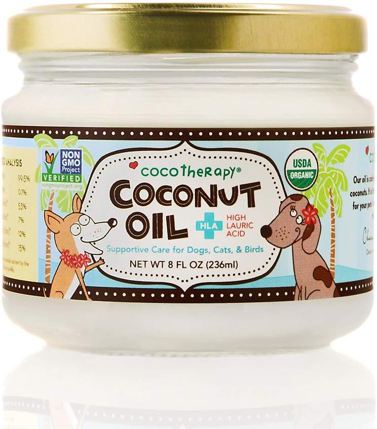 CocoTherapy Orgaaniline Neitsi Kookosõli, 8 Ounces, looduslik täiendus koera nahakatte seedimisele ja immuunsusele