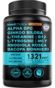 12-in-1 nootroopne aju täiendus veevaba kofeiiniga: Ginkgo Biloba aju toetamiseks, mäluks ja fookuseks - B12, Alpha GPC, L Theanine ja koliin Toidulisandid bioperiiniga 1321mg (60ct)