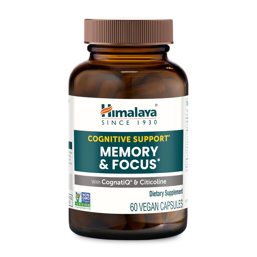 Himaalaja mälu ja fookuse taimsed toidulisandid - kognitiivne tugi koos CognatiQ ja tsitikoliiniga, Nootroopsed Ajulisandid mälu ja fookuse jaoks, mälupillid aju jaoks, aju tervise täiendused täiskasvanutele