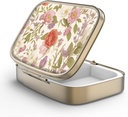 Pill Case Box koos Peegel Retro 2 Kompartment Väike pillid juhul rahakoti või tasku pronksist Ristkülikukujuline Pill Box või Vitamiinid, Kalaõli, Toidulisandid, Pill Sisaldab Reisikingitused (Retro Red Flowers)