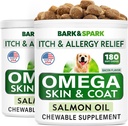 BARK & SPARK Omega 3 koertele - 360 kalaõli ravib koerte langemist, nahaallergiat, sütiku leevendust, kuumade kohtade ravi - liigeste tervis - naha- ja karvalisand - EPA & DHA rasvhapped - lõheõli - peekon