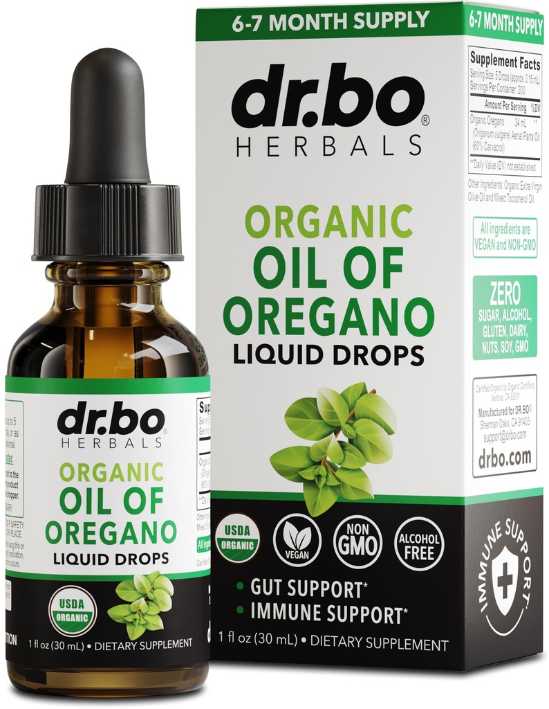 Oreganoõli Orgaaniline Vedelik tilgad - 6-kuuline pakkumine Oregano Orgaaniline õli tilgad Vedelik Tinktuuri ekstrakt, puhastamine, Detox, Immuunsüsteemi tugi, seedetrakti tervis - Puhas Vegan Mitte-GMO Taimne Tinktuur 1 oz