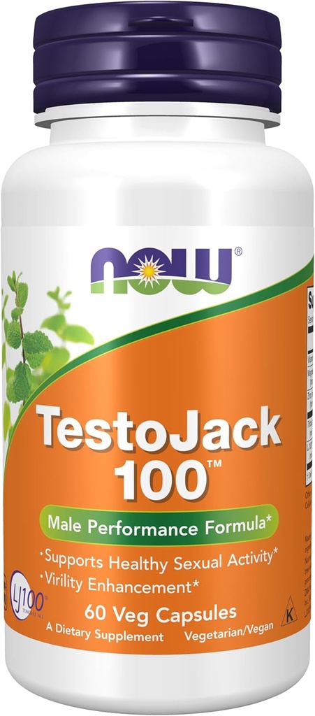 NOW Foods Supplements, TestoJack TM 100 koos LJ100®, tugev standardiseeritud ekstrakt Tongkat Ali (Eurycoma longifolia), Tribulus ja ZMA®, 60 Veg kapslid