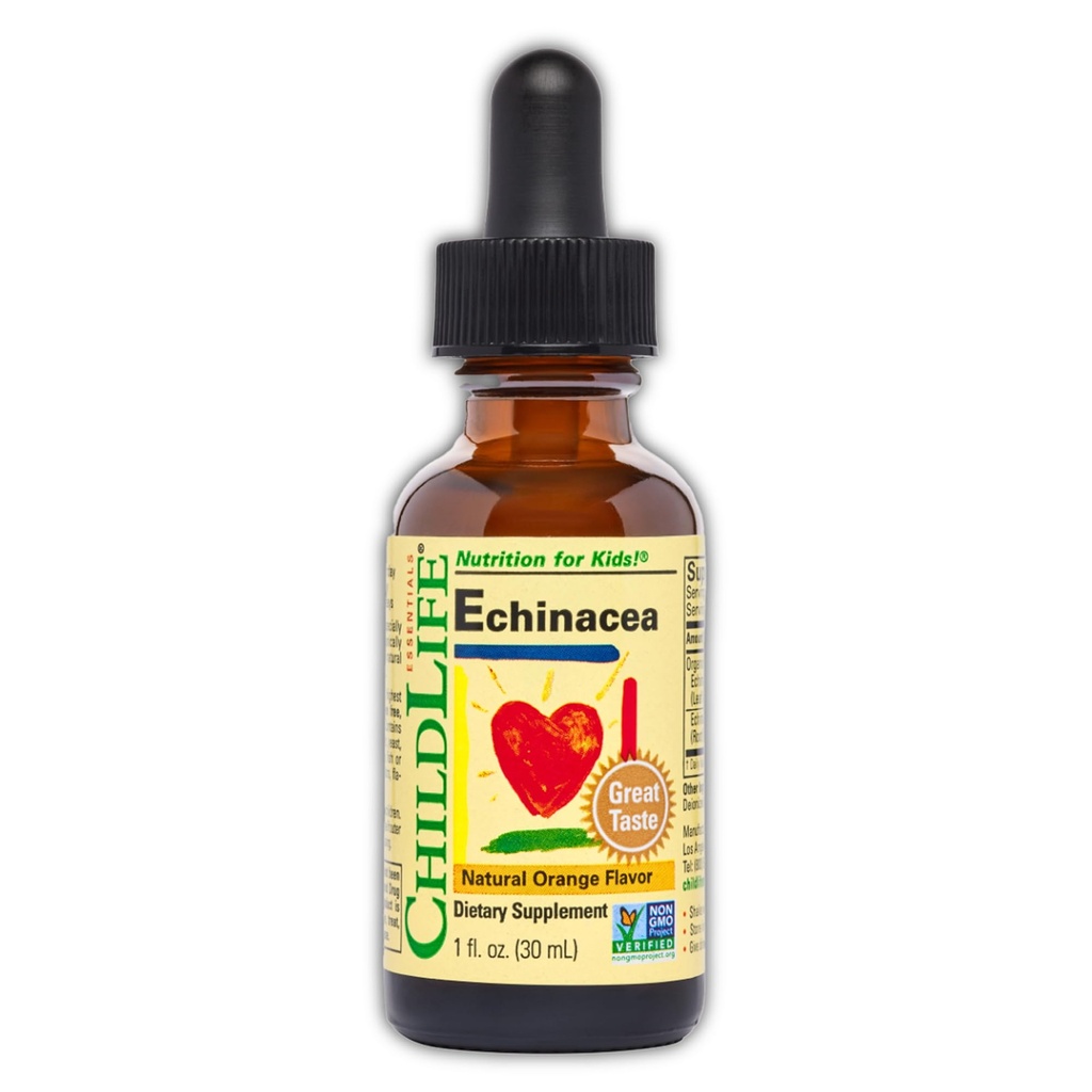 LAPSE ESENTIALS Echinacea lastele - Lapsed Echinacea tilgad, Vedel Tinktuur, Alkoholivaba toidulisand imikutele, väikelastele, lastele - looduslik apelsin, 1 Fl Oz (pakk 1)