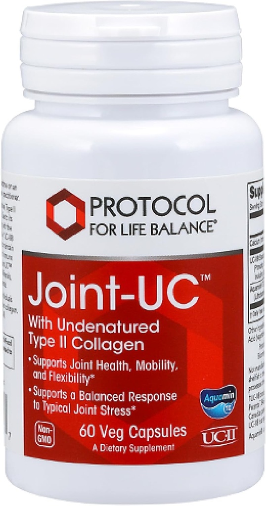 PROTOKOLL LIFE BALANCE Joint-UC koos denatureerimata II tüüpi kollageen-kaltsium ja 70+ Trace Minerals - Immune Support Supplement - Non-GMO & Dairy Free - 60 Veg Caps
