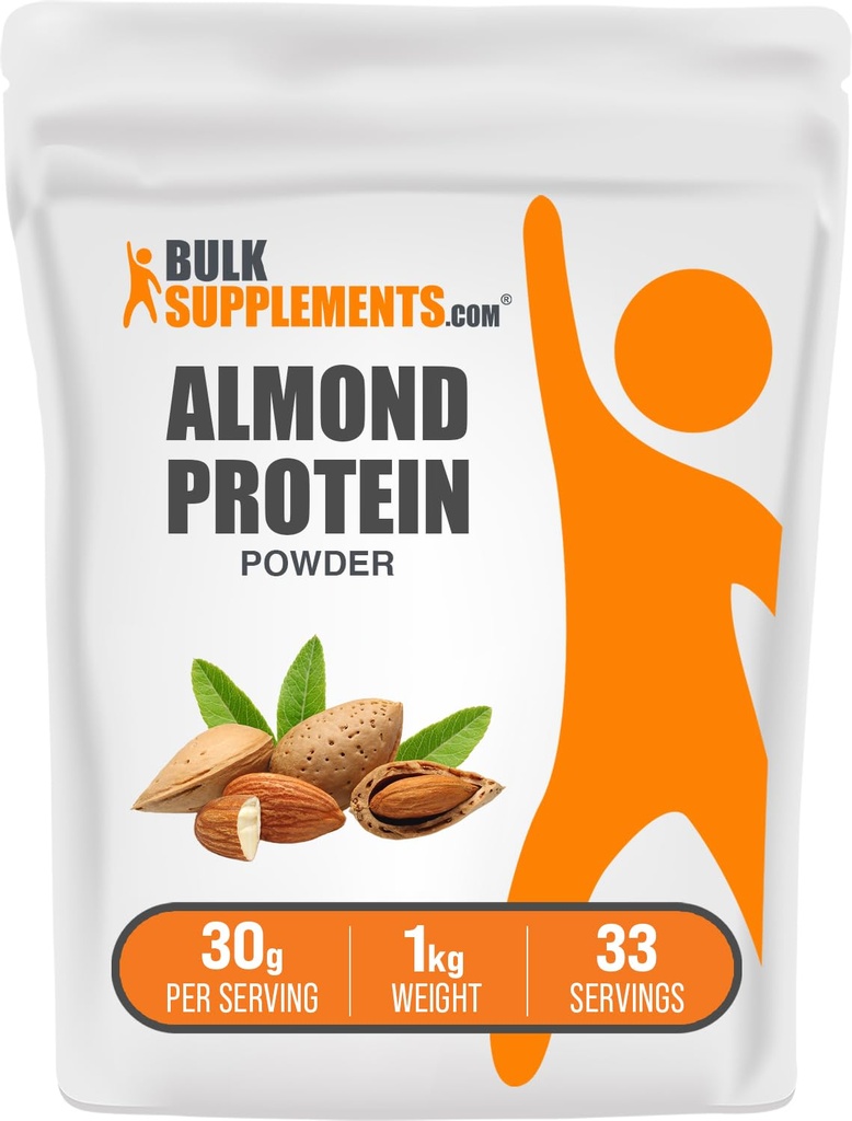 BulkSupplements.com Mandlivalgu pulber - taimepõhine valk, mandlipulber - Vegan, gluteenivaba, & suhkruta, 30 g serveerimise kohta, 1 kg (2, 2 naela) (pakk 1)