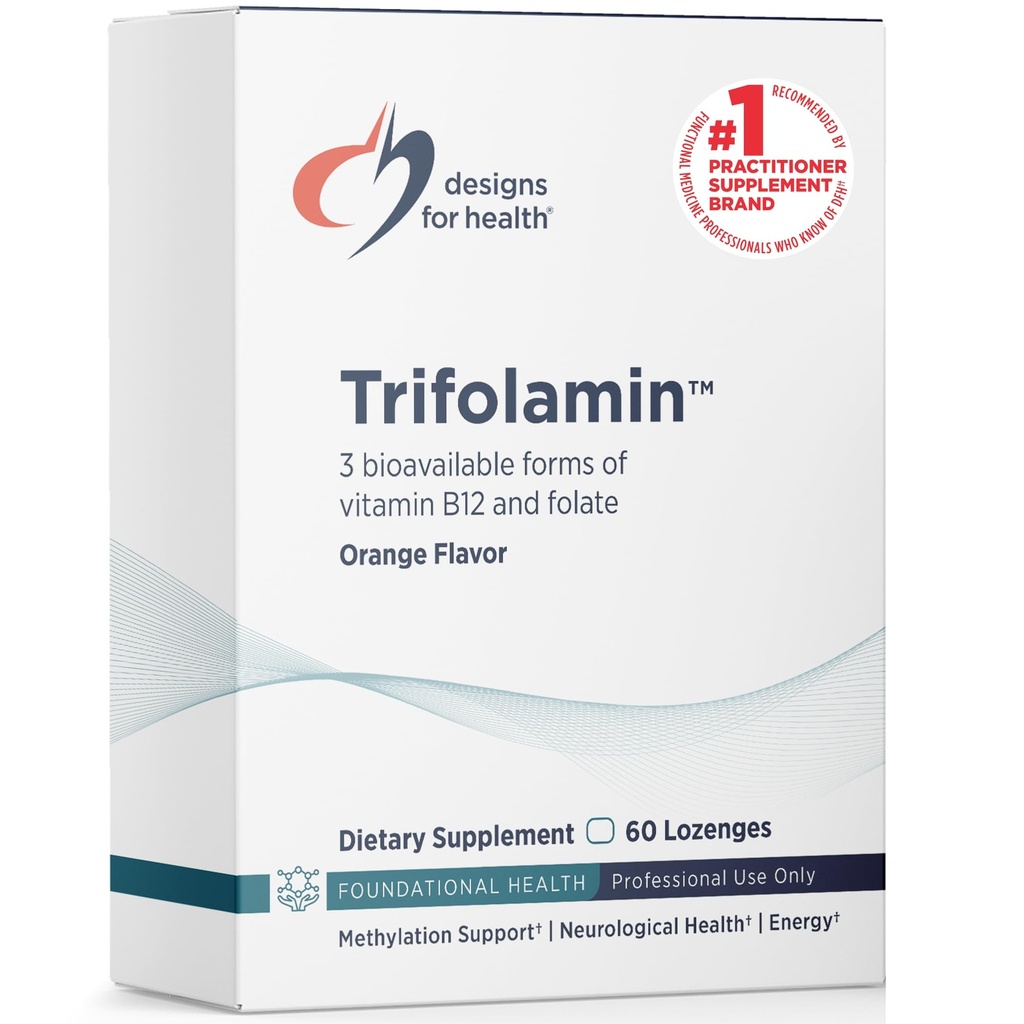 Disainid tervisele Trifolamin B12 + Folate Lozenges - 3000mcg B12 (Kolm vormi) + MTHF Methylfolate Supplement - Maitsev apelsini maitse, kiiresti lahustuvad tabletid (60 lozenges)
