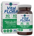 Vital Planet - Vital Flora Täiskasvanud Üle 50 Päevase Probiootikumi 60 Miljardi CFU, 60 Mitmekülgset Tüve, 7 Orgaanilist Prebiootikumi, Immuno Toetus, Gaas, Seedetrakti Probiootikumid Naistele ja Meestele, 30 Kapslit