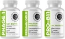 Soolestiku soolestiku tervise lisand - PREbiotic Gold, PRO-B11, Phage 1 - w / kuldne kiivipektiin, SCFA-d ja 22 miljardit CFU mikrobioomi toetuseks, gluteeni, soja ja piimavabad kapslid