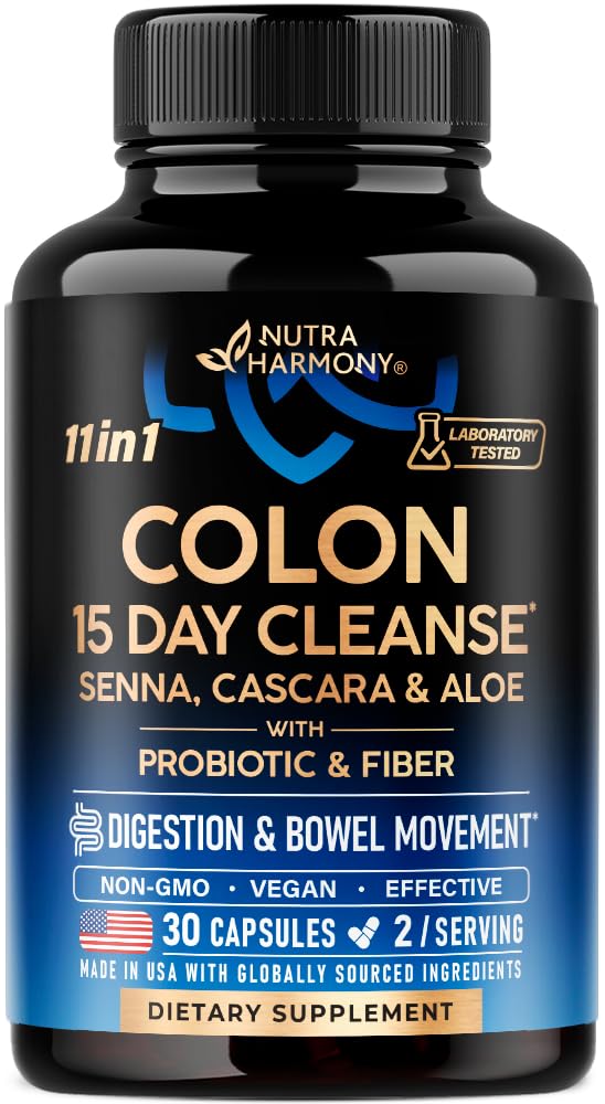 Colon Cleanse - 15-päevane puhastamine naistele ja meestele - Senna | Cascara | Garcinia Cambogia | Probiootikumid & Fiber - Seedimine & Detox - Debloating & Bowel Movement - Natural & Vegan - Made in USA, 30 kapslit