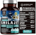 Puhas Himalayan Shilajit naistele ja meestele [50% Fulvic Acid] parem kui vaik koos ashwagandha, ženšenni, kurkum, Gingko Biloba, nõel, korditseps, et toetada energiat ja immuunsust, 60Caps