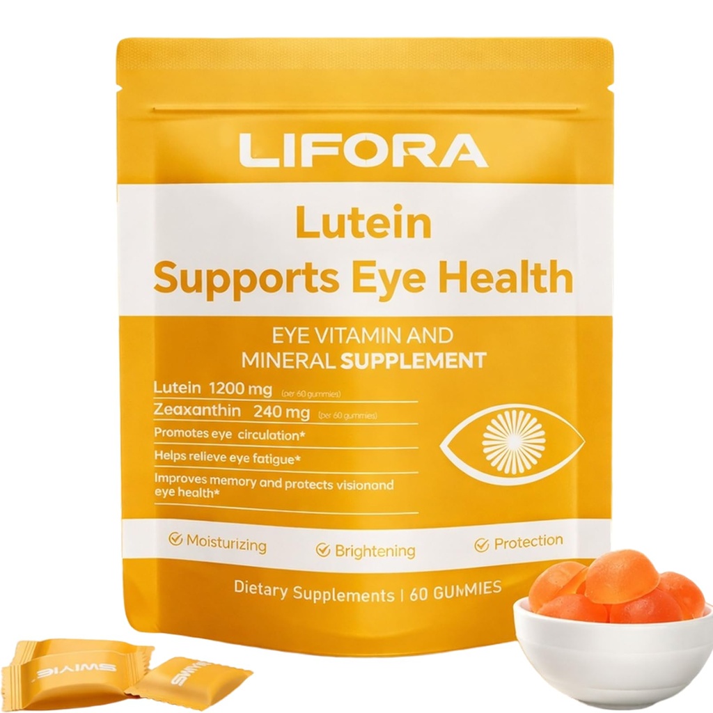 Lifora - Lutein & Zeaxanthin Optifocus Gummies, Eye Vitamin and Mineral Supplement, Lutein and Zeaxanthin Supplements, Gummy Vitamins for Eye Support, Naturally Flavored, 60 Gummies