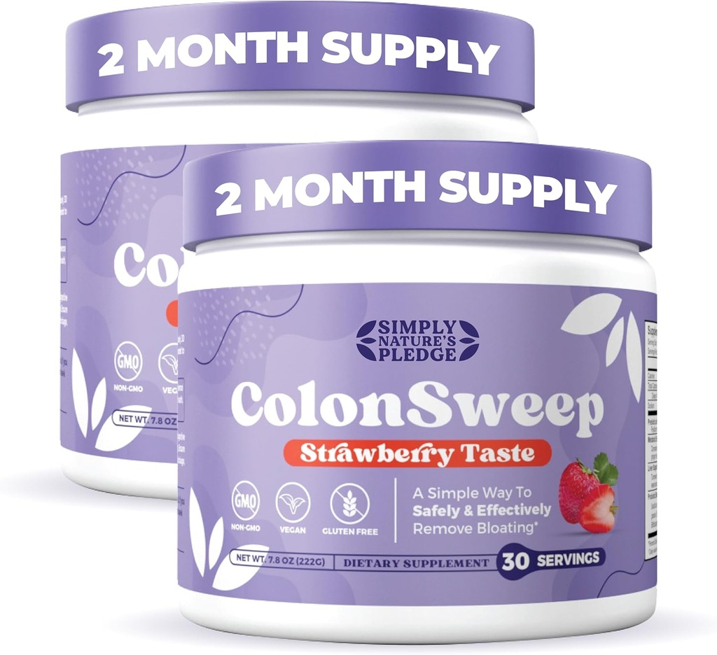 ColonSweep - Maasikas Maitsestatud Probiootiline Psyllium Husk Pulber Colon Cleanser, 7,8 oz. Fiber Supplement Support for Gut Health - Puhastuspuhitus Relief & Detox - 30 Servings (pakk 2)