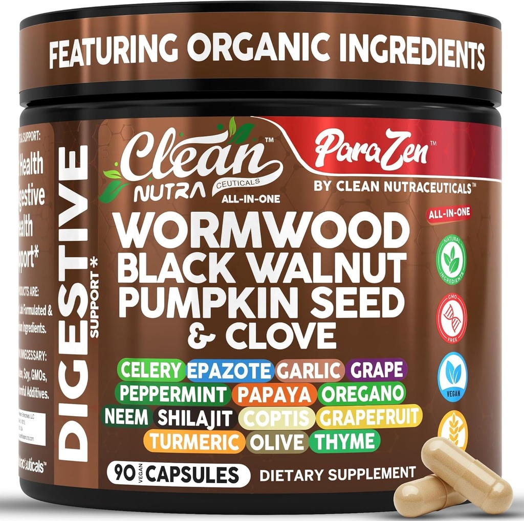 Puhas Nutra Wormwood Black Walnut Pumpkin Seed Neem Õli Seller Küüslauk Viinamarja Neem Diatomaceous Earth Naised Probiootiline soolestiku Tervis Puhasta Detox Oregano Oliiv Turmeric Supplement Vegan Kapslid
