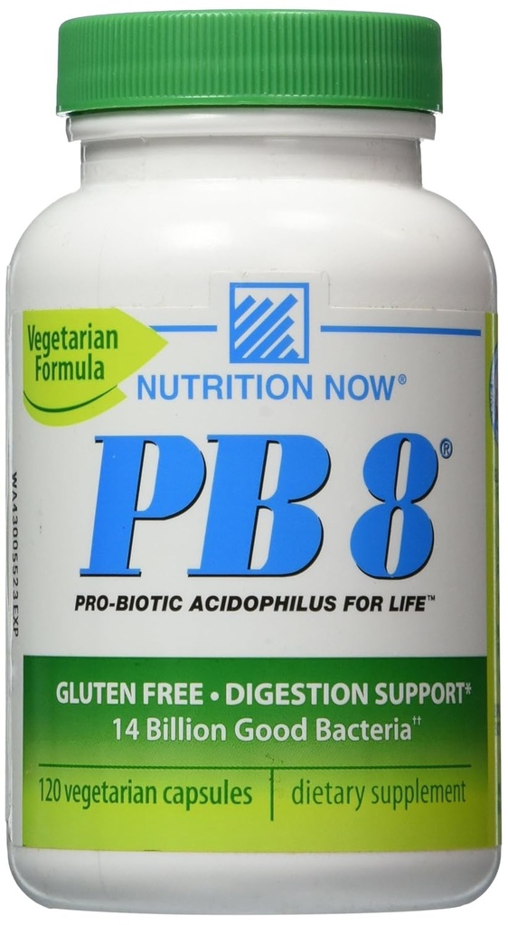 Nüüd PB 8 Pro-Biotic Acidophilus kapslid, taimetoitlased, 120-kohalised pudelid 60 serveerimist