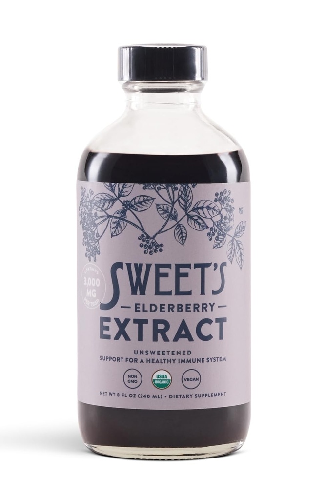 Orgaaniline Elderberry Extract | Unsweetened Elderberry Immune Support | Vegan | Keto ja diabeetiline Sõbralik | 8 fl oz pudel | Alkoholivaba | Sertifitseeritud USDA Orgaaniline