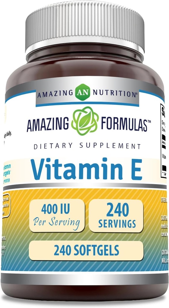 Hämmastav valem E-vitamiini lisand | 400 IU ühe serveerimise kohta | 240 Softgels | Non-GMO | Gluteenivaba | Valmistatud USA-s
