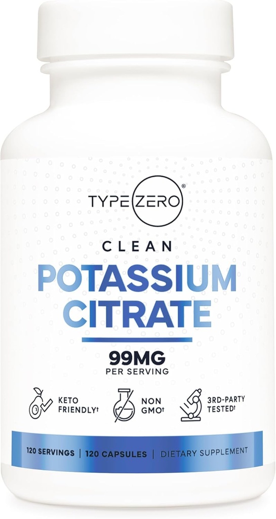 Tüüp Zero Kaaliumtsitraat (99mg, 120 kapslit) - Gluteenivaba, mitte-GMO