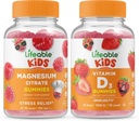 Elujõulised magneesiumilapsed + D-vitamiini lapsed, Gummies Bundle - suurepärane maitse, vitamiinilisand, gluteenivaba, GMO-vaba, närimiskumm