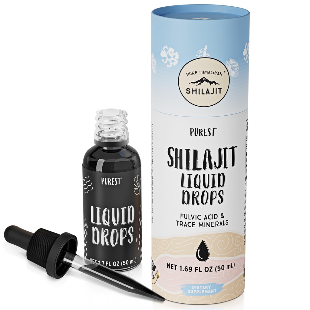 Puhas Himalayan Shilajit ® vedelad tilgad - Shilajiti puhas vorm, 99,9% immuunsuse toetamiseks, energia suurendamiseks, vananemisvastaseks - looduslikud jälje mineraalid ja Fulvic Acid (50 ml)