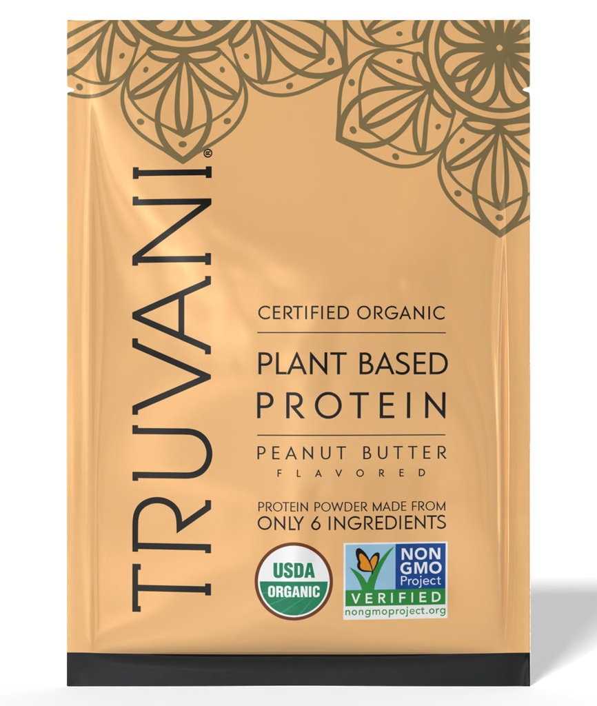 Truvani Vegan Peavalgupulber | Maapähklivõi | 32,7g Orgaaniline Taimne Valk | 1 Serving | Keto | Gluteen & Piimavaba | Madala süsivesikusisaldusega | Suhkrut ei ole lisatud