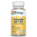 SOLARAY Vitamiin D3 K2 - Luude tervise ja immuunsuse tugisammas - 5000 IU D-vitamiiniga VIT D3 ja 50 mcg K2-vitamiiniga Menokinoon MK7, valmistatud ilma soja, 60-päevane garantii, 60 Serv, 60 VegCaps