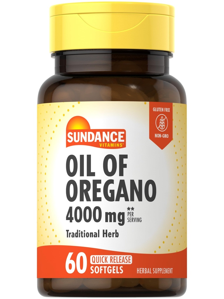 Sundance Oil of Oregano 4000mg Softgels | 60 Pills | Traditsiooniline taimsete täiendada | Non-GMO ja Gluteenivaba valem