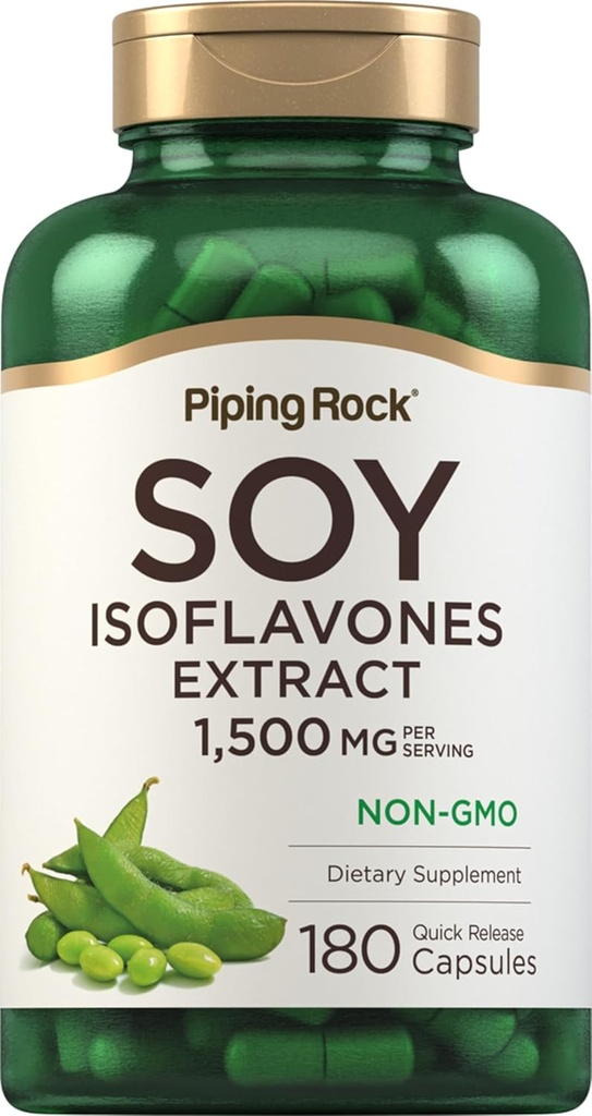 Piping Rock Soy Isoflavones | 1500 mg | 180 kapslit | Mitte-GMO, Gluteenivaba ekstrakti lisand