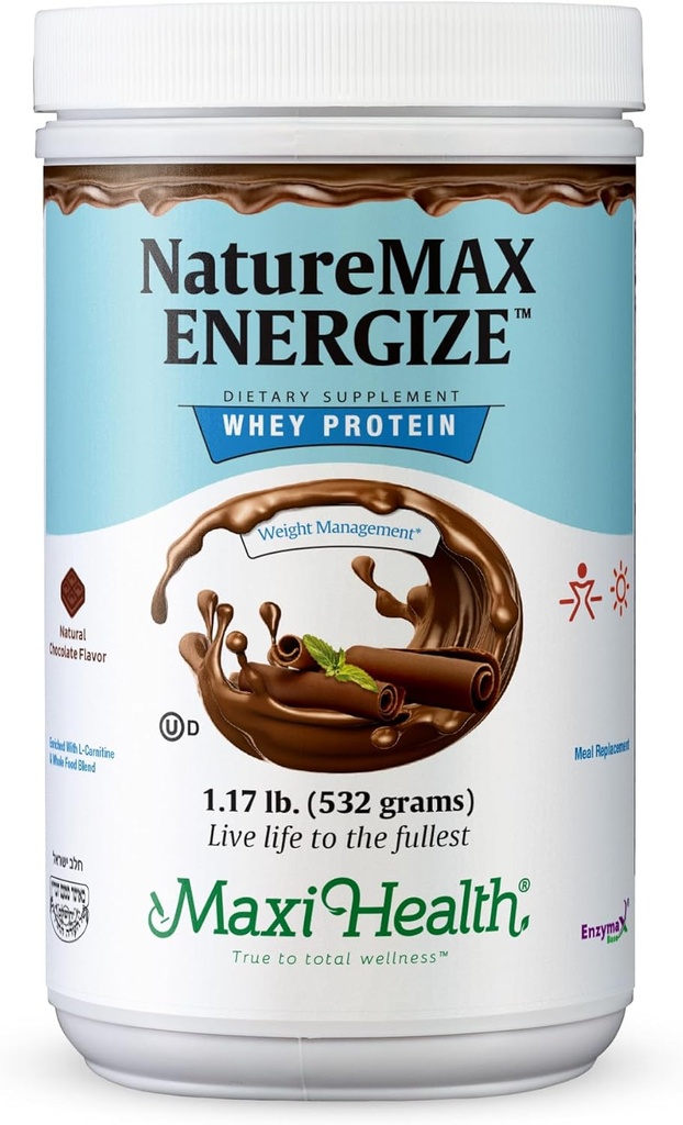 NatureMax EnergizeTM Vadakuvalgu pulber - energiatoetus toidu asendaja - 20 g valku serveerimise kohta - looduslik šokolaadimaitse - Kosheri piimavitamiin - 1,17lb