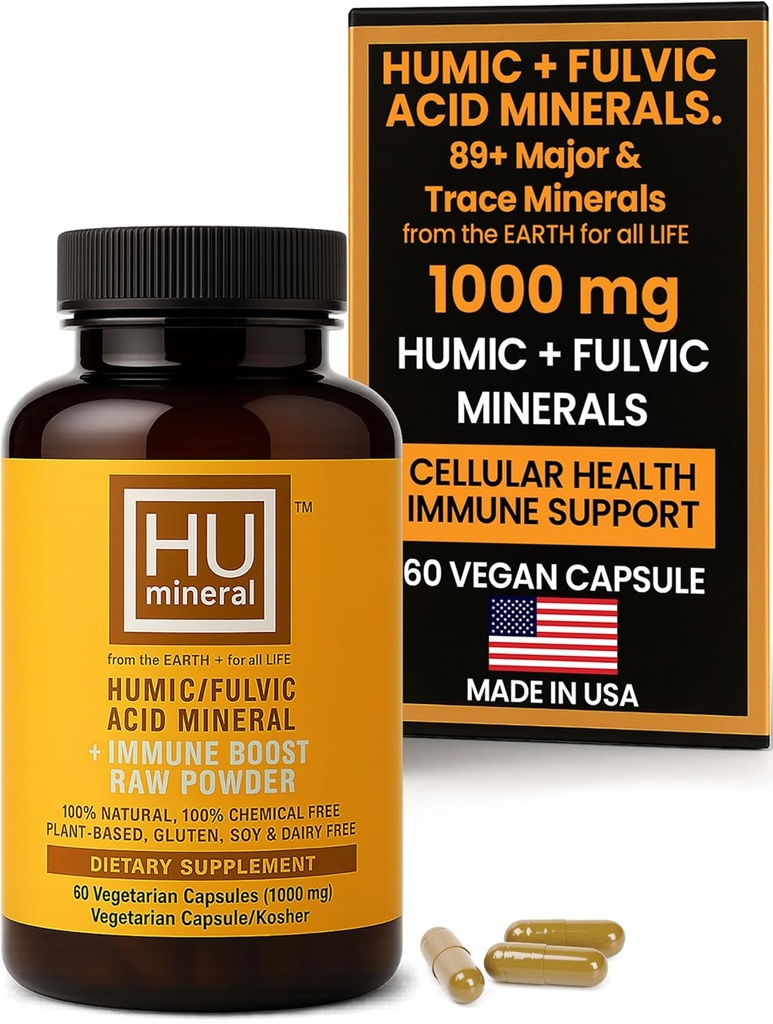 Humic & Fulvic Acid Supplement Kapslid – Orgaaniline Taimne Hape Fulvic Täiendus Fulvic-Humic Mineral Blend Detox & Absorption 60 ct