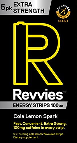 Revvies Extra Strength Energy Strips | Cola Lemon | 30 strips | 100mg Caffeine Strip | 1 strip = 1.25 x energy drink | Less than 2 Calories | Vegan | 6 x 5PK