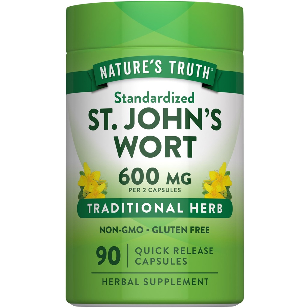 Nature's Truth St Johns Wort 600mg | 90 kapslit | Standardiseeritud ekstrakt | Mitte-GMO & Gluteenivaba toidulisand