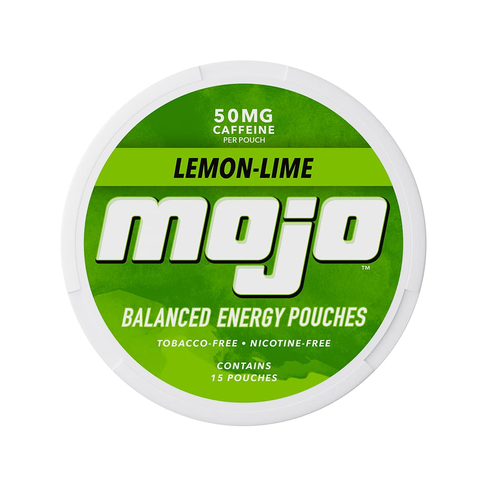 Mojo™ Balanced Energy Pouches | Healthier Energy Drink Alternative | Zero Sugar & Calorie-Free with Ginseng, Yerba Mate, B-Vitamins, and Amino Acids | 15 Pouches Per Can | 5 Cans of Lemon Lime