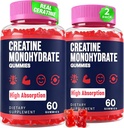 Kreatiinmonohüdraat Kummid naistele ja meestele, tauriin & B6, näritavad Kreatina Pre Workout Gummies Max tugevus ja lihaste kasv, energia, vastupidavus, kreatin meestele ja naistele - 2 pudelit