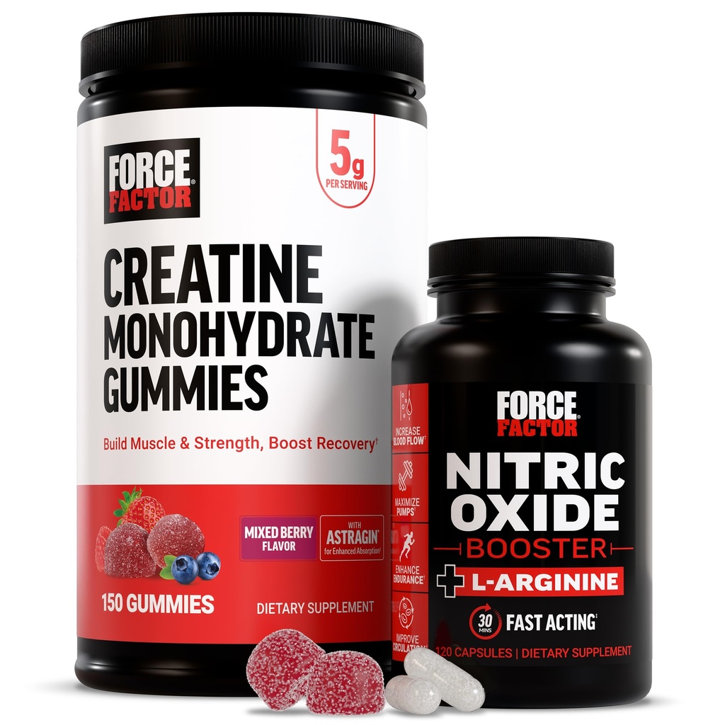 Jõufaktor Kreatiin Gummies, 5 Grams Kreatiin Monohüdraat, Segatud Berry, 150 Gummies, 30 Serving L-arginiin Kiiretoimeline valem, 120 kapslit