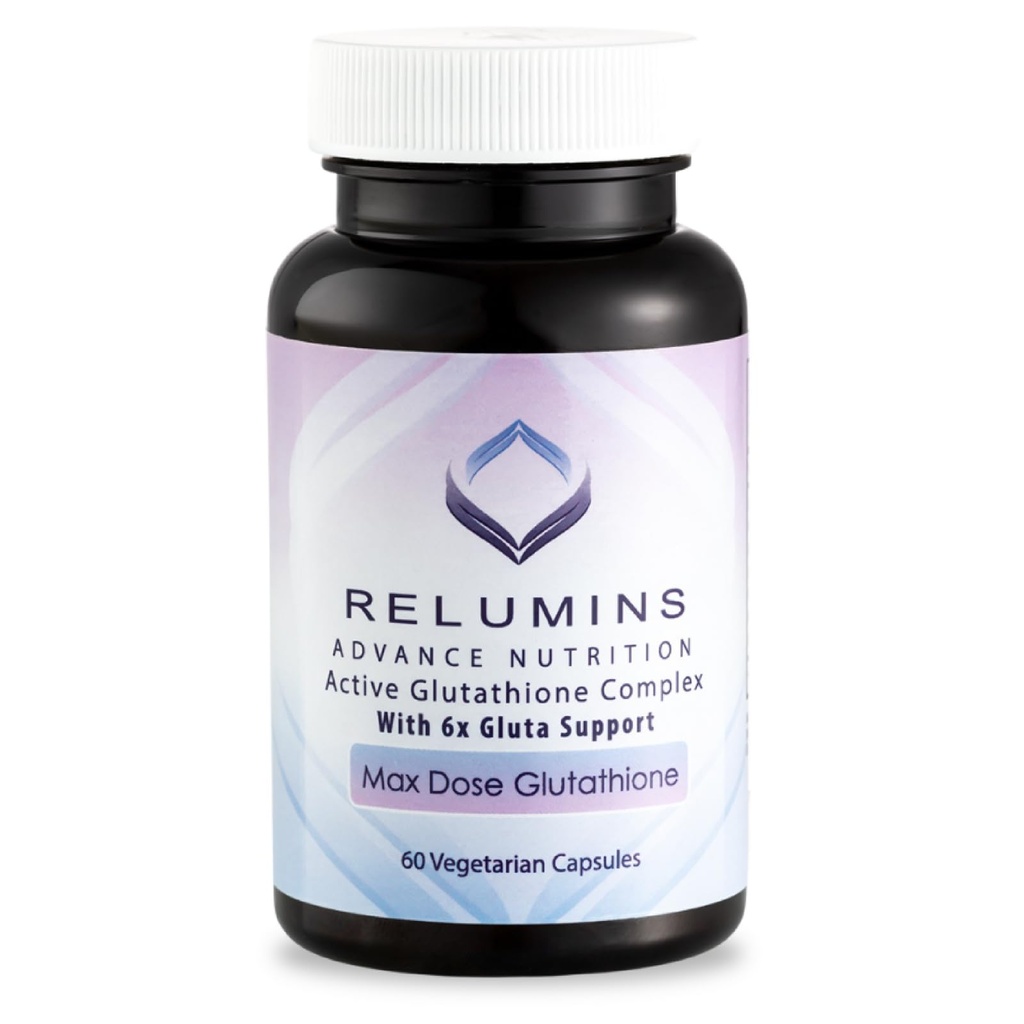 Relumiinid Advance valge aktiivne glutatiooni kompleks - Maksimaalne annus 900mg Glutatiooni 6X Boosters, ALA & NAC - Anti-Aging Srightening Supplement - 60 taimset kapslit (30 Servings)