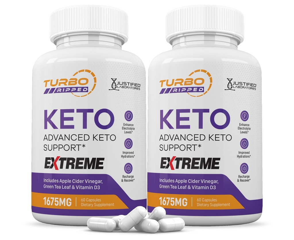 (2 Pack) Turbo Ripped Keto ACV Extreme Pills 1675MG Keto Toetus Segu Kapsel Alternatiivne Keto ACV Formuleeritud õunasiidriga Äädikas Ekstra Neitsioliiviõli Pulber Roheline Teeleht 120 kapslit