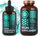 Foolhappe ja vedela klorofülliga naistele mõeldud metskütusega raua tabletid Spirulina naistervise ja Detox Bundle'iga