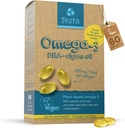 Testa Omega 3 täiendus - 250 mg DHA vetikaõlist - Vegan Omega 3 - toetab aju, silma ja liigeste tervist - mitte kalast, puhas vetikakapslid - kaks kuud pakkumine