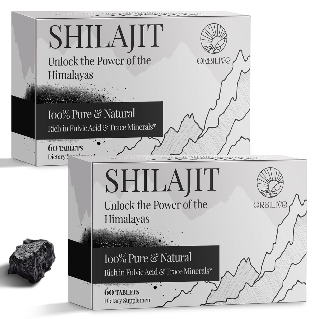 Shilajit tabletid 1000 MG, 100% Himaalaja orgaaniline, Shilajit täiendada rikas Fulvic Acid ja 85+ jälje mineraalid meestele ja naistele, energia ja immuunsüsteem, 120 Count