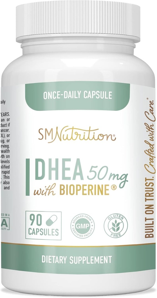 DHEA 50mg | Hormooni tasakaalu ja energia toetamine | 3-kuuline pakkumine | Naiste ja meeste tervislik vananemistoetus | Gluteenivaba, taimetoitlane, mitte-GMO, kolmanda osapoole testitud | 90 kapslit pudeli kohta