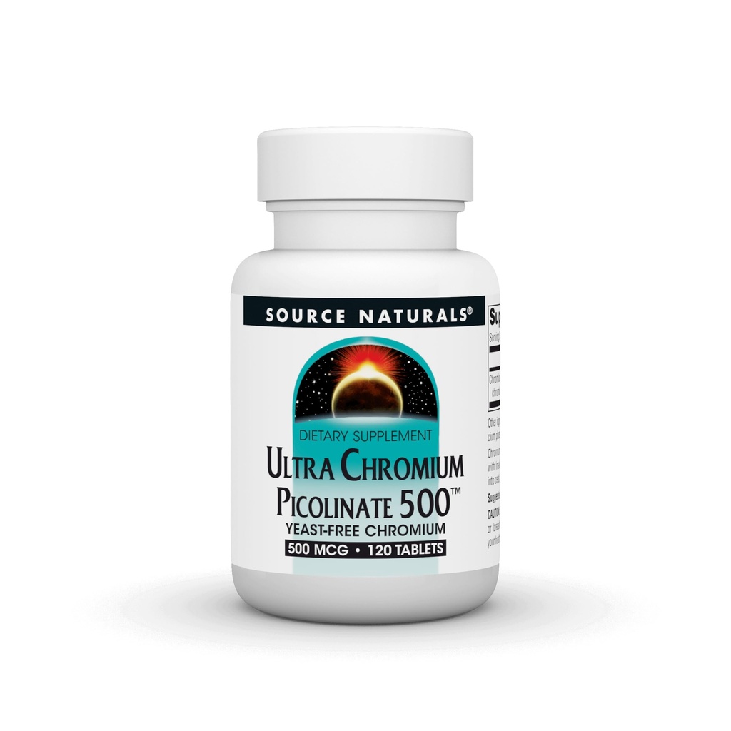 Allikas Naturals Ultra Chromium Picolinate 500 Pärmivaba kroomi, Taimetoitlane Toidulisandi, 500 mcg - 120 tabletti