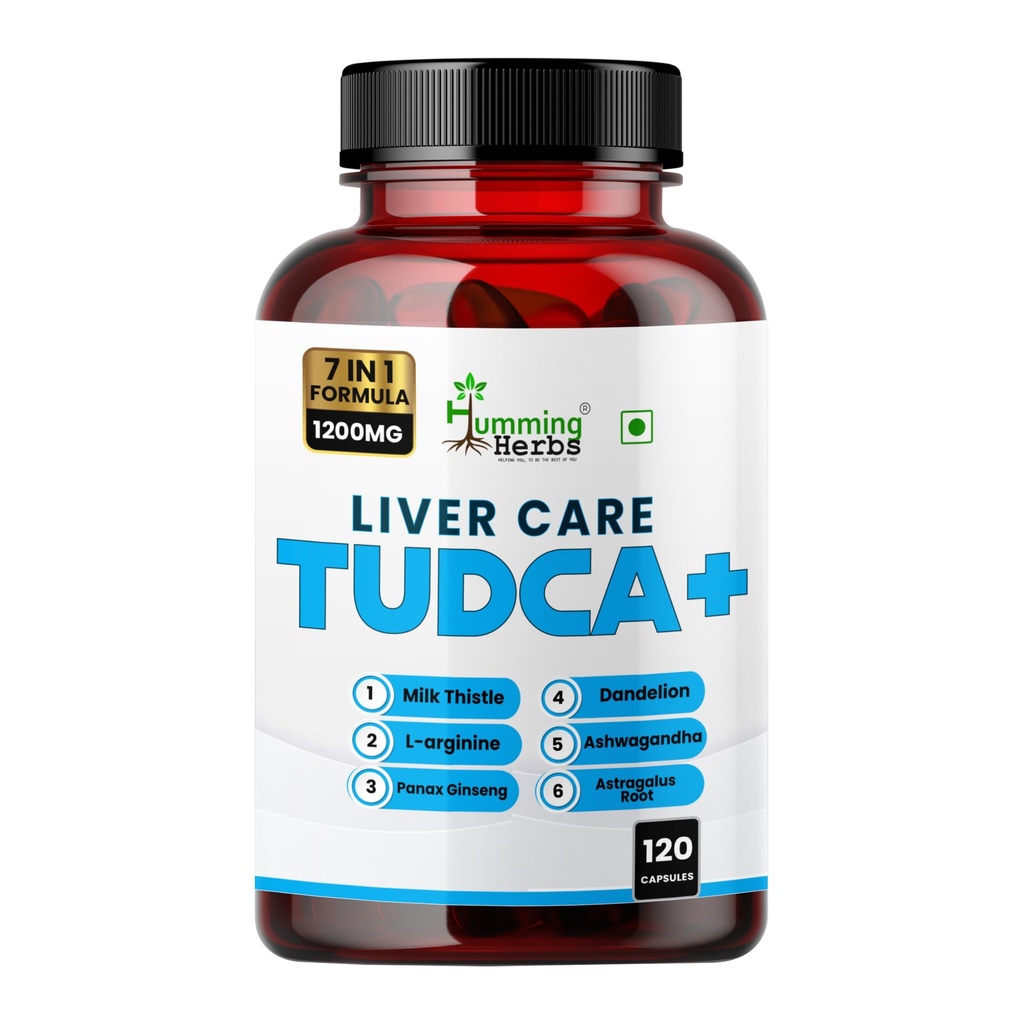 Ümisevad maitsetaimed TUDCA lisa 7in1 Kompleks piimaohakaga, L-arginiin, Ashwagandha, Dandelion, Astragalus Juur 120 kapsliga